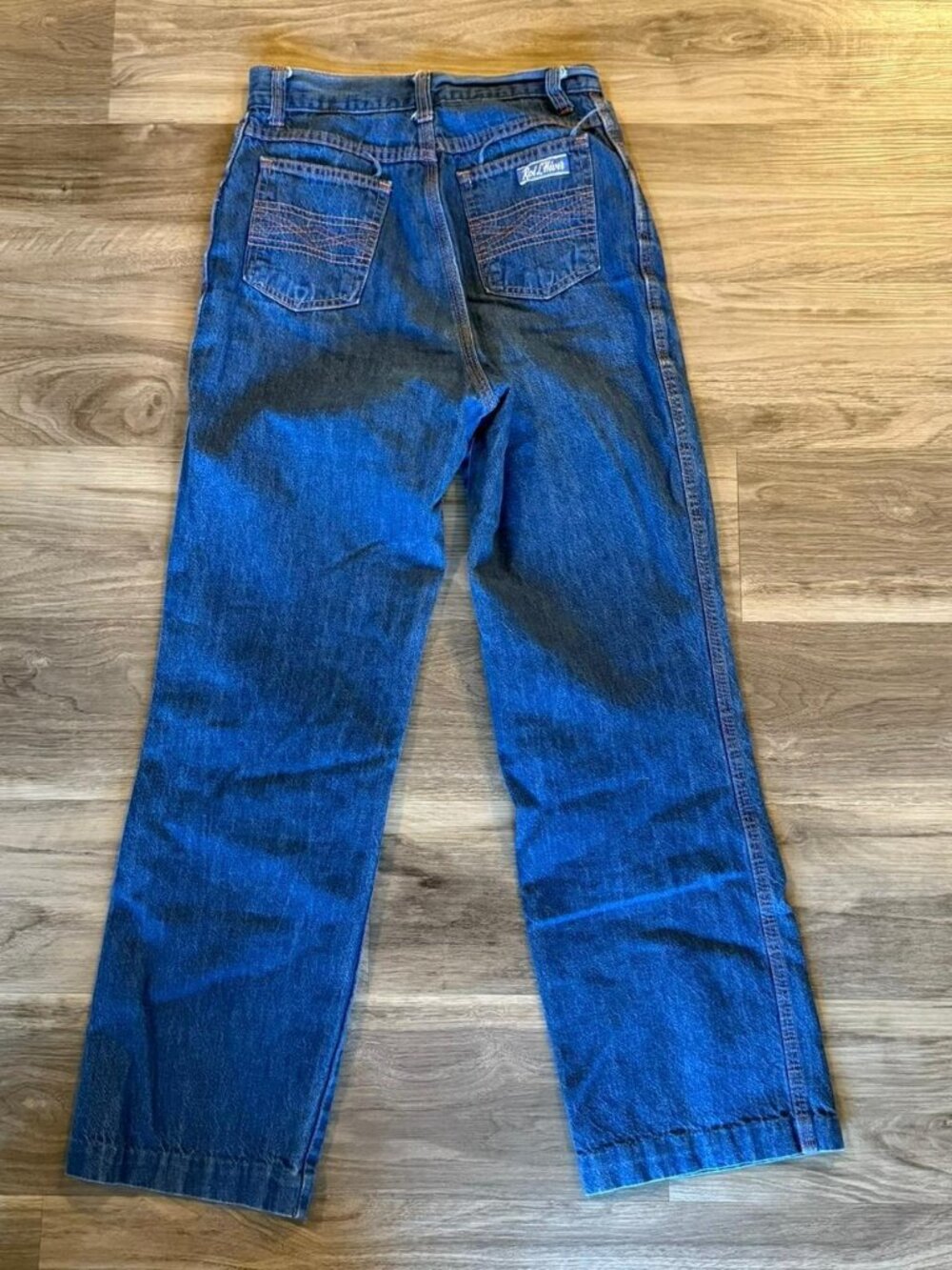 High-waisted straight-leg blue denim vintage 70's Sears Jeans